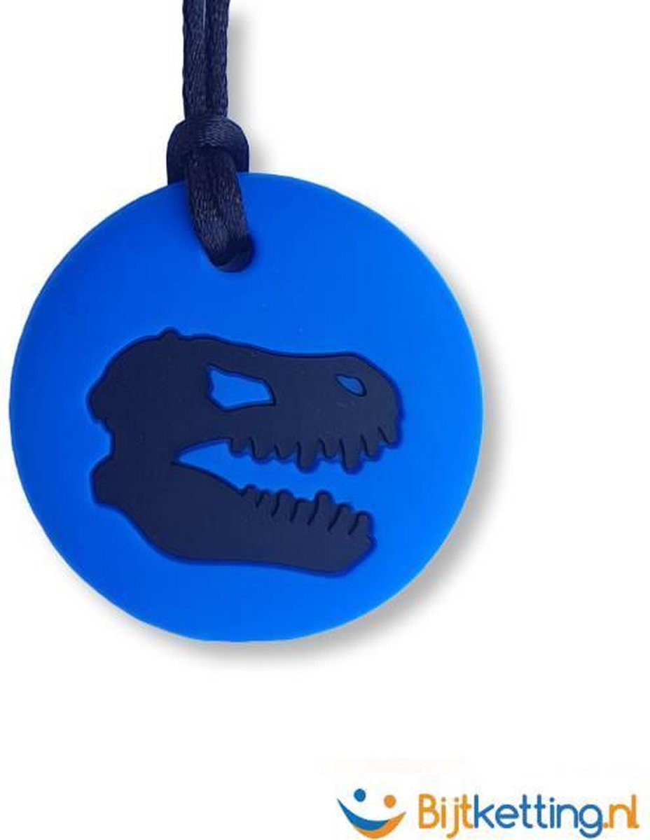 Bijtketting kauwketting | Dinosaurus Dino Disk Kleur | Blauw